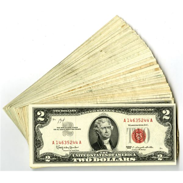 U.S. Legal Tender Note, $2, Series 1963 and Series 1963A, Issued Banknote Assortment.