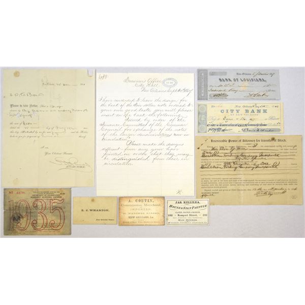 LA. Manuscript and Printed Documents Relating to Banking, Commerce & Civic Life, 1846 to 1935.