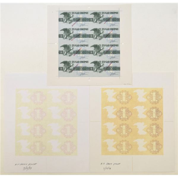 D.C.,  Gas Coupon Specimen and Proof Undertint  Sheets, 1979, Trio.