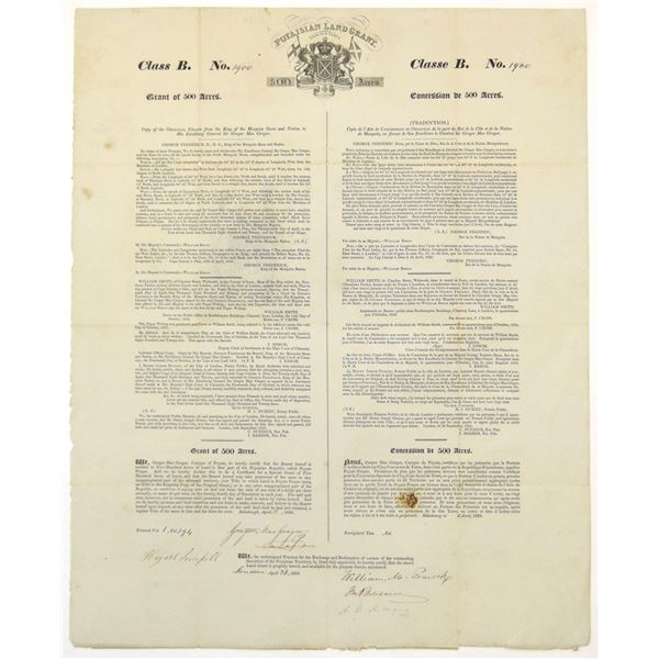 Honduras. Poyaisian Land Grant, 1834, Class B Grant for 500 Acres, I/U Signed by Sir Gregor MacGrego