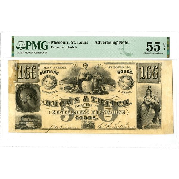 MO. St. Louis, Missouri. Brown & Thatch, ND (1850-60s), Advertising Note.
