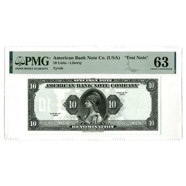 NY. American Bank Note Co. (USA), Series of 1929, Tyvek Polymer Paper  "Test Note"