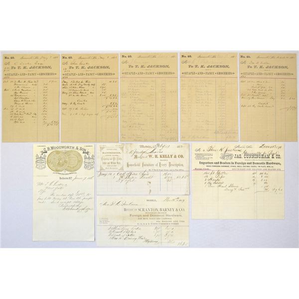 AL & NY. Victorian-Era Merchant Billheads & Receipts, 1872 to 1884.