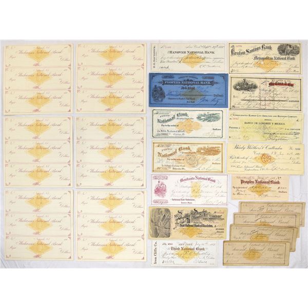 U.S. Bank Check Collection, Almost all with Imprinted Revenue, 1870s to Early 1900s