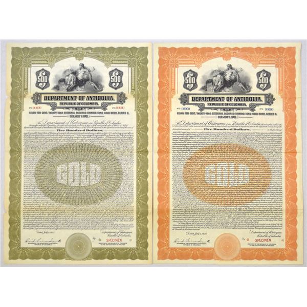 Colombia. Department of Antioquia, 1925, Specimen Bond Pair.