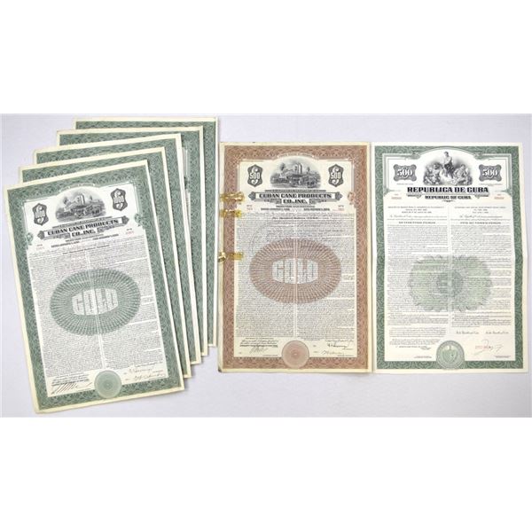 Cuba. Cuban Cane Products Co. Inc., and Republica de Cuba, 1930 to 1955, Issued and Specimen Bond As