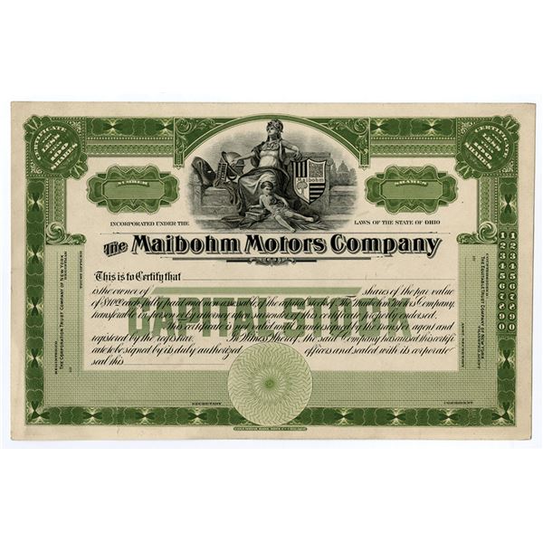 OH. Maibohm Motors Co., ca.1916-1922, Proof Stock Certificate