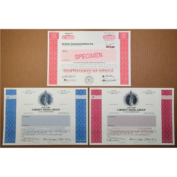 DE & NY. Verizon Communications Inc. & AT&T Corp., 1999 to 2006, Specimen Stock Trio.