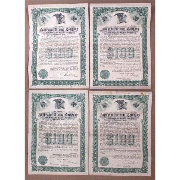 Mexico. Capuzaya Mining Co., 1909, Group of Issued Bonds