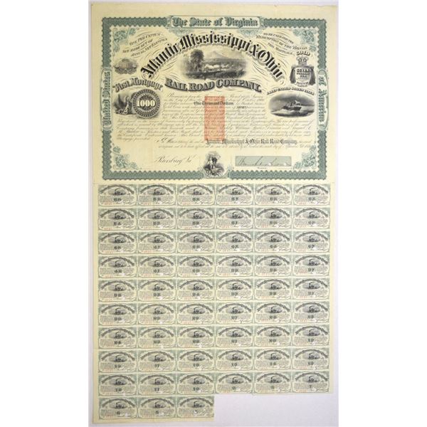 VA. Atlantic, Mississippi & Ohio Rail Road Co., 1871, I/C Coupon Bond signed by Confederate General 