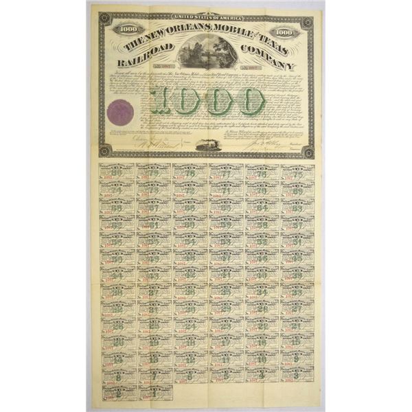 AL, MS, & LA. New Orleans, Mobile and Texas Railroad Co., 1873, I/U Coupon Bond.