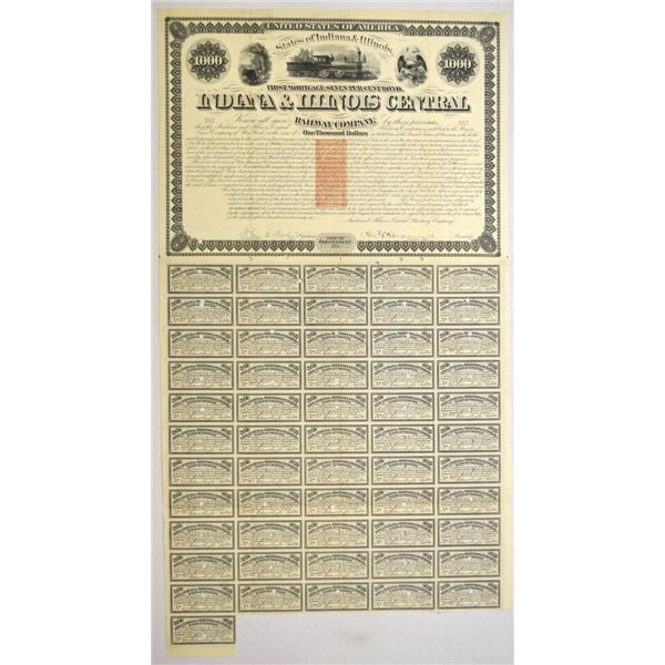 IN & IL. Indiana & Illinois Central Railway Co., 1871, I/C Coupon Bond.