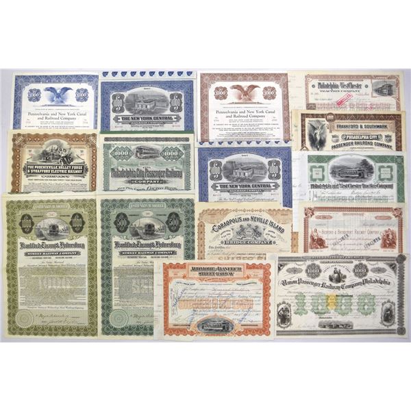 Pennsylvania Railroad Bond and Stock Certificates ca.1871-1921