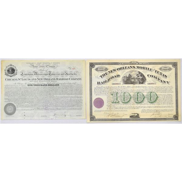 1877, Chicago, St. Louis and New Orleans; and, 1873, New Orleans, Mobile and Texas Railroads, 1873 a