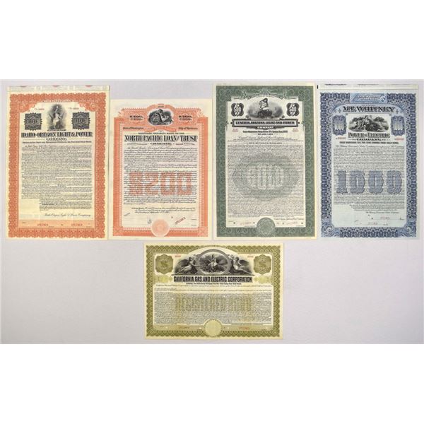 Western and Northwest Utility, Power & Finance Company Specimen Bond Collection, 1905 to 1930