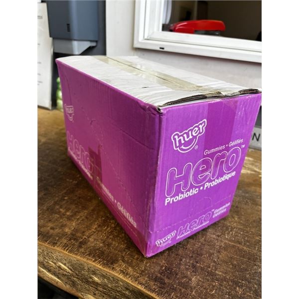 NEW CASE OF HUER HERO BLUEBERRY PROBIOTIC GUMMIES, 12 75G PACKS PER CASE