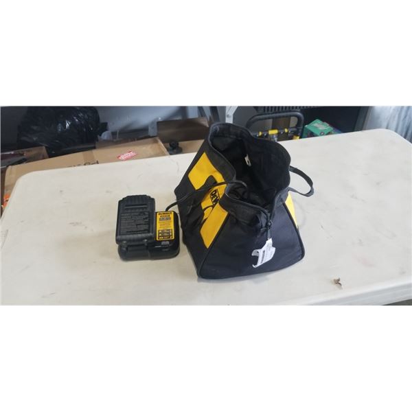 DEWALT 20V BATTERY WITH CHARGER AND BAG