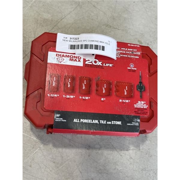 NEW MILWAUKEE 6PC DIAMOND MAX HOLE SAW KIT