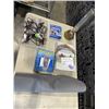 Image 1 : TRAY WITH WIRE GARDEN ORNAMENTS, AQUA HAMMOCK, PARAFFIN PURE REFINED WAX, AND TRAY OF 4 SOAKER HOSES