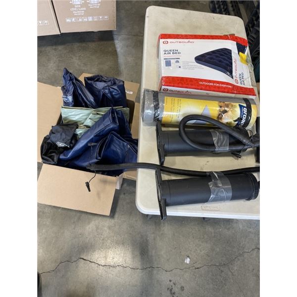 6 AIR MATTRESSES, 2 AIR PUMPS AND NEW BROADSTONE WATERPROOF SLEEPING MAT