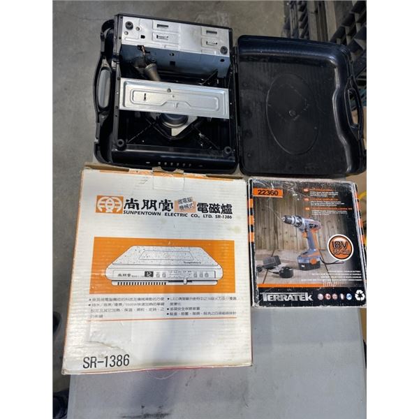 PORTABLE GAS STOVE, CORDLESS DRILL AND ELECTRONIC DEVICE
