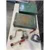Image 1 : 2 VINTAGE CAMP STOVES, AND 2 ANTIQUE DRILL BRACES, AND LIGHT