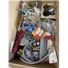 Image 4 : TRAY OF ASSORTED TOOLS INCLUDING SCRAPPERS, BRUSHES, SHELF BRACKETS, VICE, GRINDING BITS ETC