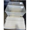Image 1 : 2 LARGE PLASTIC STORAGE TOTES WITH LIDS
