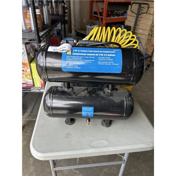 POWERFIS 2HP 3.2 GALLON TWIN STACK AIR COMPRESSOR - WORKING