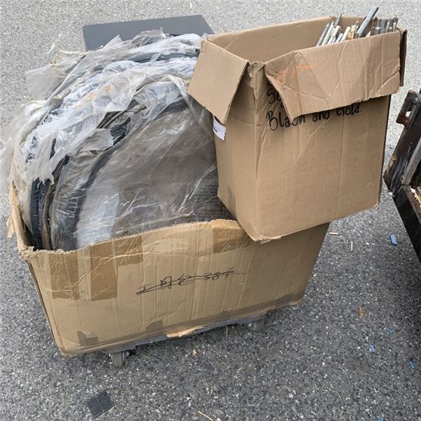 STACK OF POLY POP-UP GREENHOUSES WITH POLES