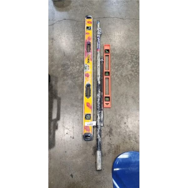 2 LEVELS, AN EXTENSION HANDLE, AND A BREAKER BAR WITH A SWIVEL HEAD