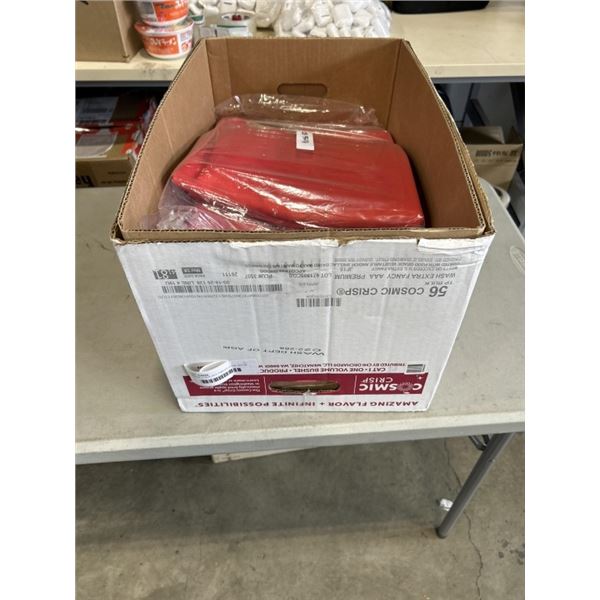 BOX OF  7 NEW RED TABLECLOTHS, 90X156
