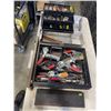 Image 1 : ASSORTED CLAMPS AND BITS, MACHINING TOOLS, AND VINTAGE TOOLBOX WITH SOME TACKLE