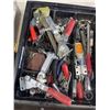 Image 3 : ASSORTED CLAMPS AND BITS, MACHINING TOOLS, AND VINTAGE TOOLBOX WITH SOME TACKLE