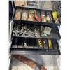 Image 5 : ASSORTED CLAMPS AND BITS, MACHINING TOOLS, AND VINTAGE TOOLBOX WITH SOME TACKLE