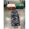 Image 1 : 2 VINTAGE COOLERS AND ROLLING TRAVEL BAG
