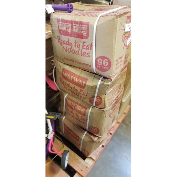 4 BOXES OF WAI WAI READY TO EAT CHICKEN NOODLES BB 07/2026