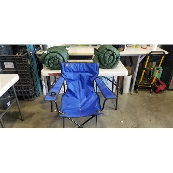 2 NORTHERN ESCAPE SLEEPING BAGS AND A CAMPING CHAIR