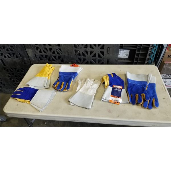 6 NEW PAIRS WORK GLOVES INCLUDING GANDER BRAND WELDING GLOVES