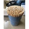 Image 2 : METAL BARRELL FULL OF HEMLOCK WOOD PIECES, 1" X 2" X 37" AND 1/4" X 2" X 37"