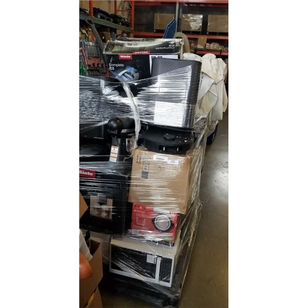 PALLET OF DEFECTIVE STORE RETURN VACCUMS AND APPLINCES INCLUDING MIELE AND ROBOT VACCUMS