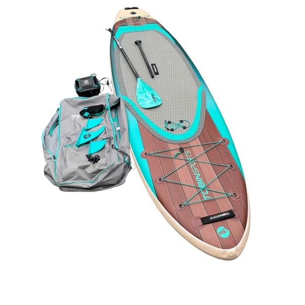 TOBIN SPORTS INFLATABLE 11-FT PADDLE BOARD WITH ACCESSORIES AND CARRY BAG