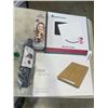 Image 1 : ADAMSON POSTAL SCALE AND IBYX SLIDING TRAY AND CHEFWAVE MILK FROTHER AND ZENO FOLDING UMBRELLA