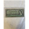 Image 1 : 1954 CANADIAN $1 BILL WITH 5 ONES IN THE SERIAL NUMBER (0111171) RARE