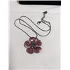 Image 1 : VINTAGE ENAMEL FLOWER PENDANT NECKLACE
