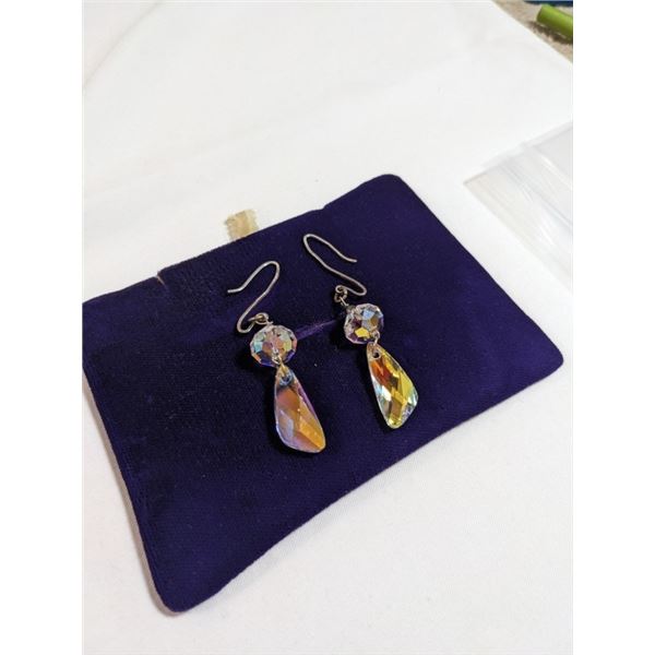 PAIR OF 925 STERLING SILVER W/ CRYSTAL STONES EARRINGS