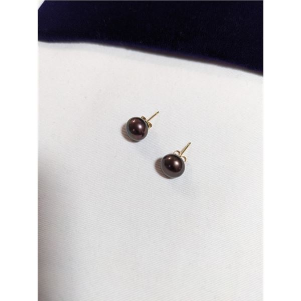14K GOLD BLACK PEARL EARRINGS