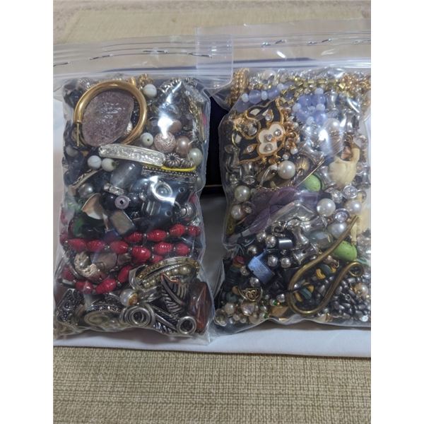 2 BAGS OF MISC JEWELRY PARTS AND PIECES