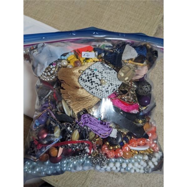 LARGE BAG OF MISC JEWELRY PARTS AND PIECES