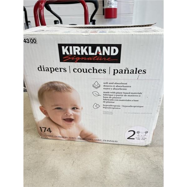 NEW CASE OF 174 SIZE 2 KIRKLAND DIAPERS